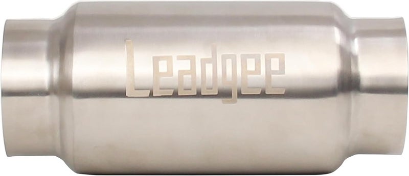 Leadgee 3" Inlet & Outlet Exhaust Resonator, 9" Overall Length Center Straight Through Stainless Steel Muffler,Polished - Image 5
